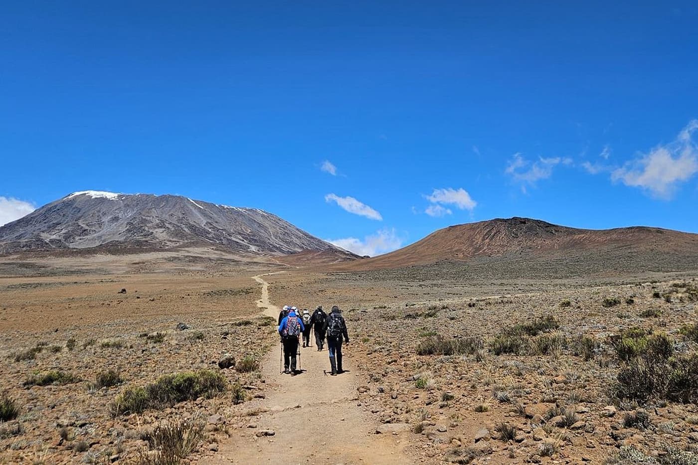 Climbers crossing Kilimanjaro's alpine desert